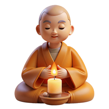 exceptional coastal Portrait of a serene monk meditating in a lotus position, soft candlelight, traditional Chinese painting style genuine png