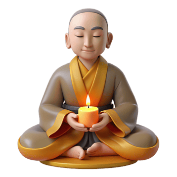 sumptuous quintessential Portrait of a serene monk meditating in a lotus position, soft candlelight, traditional Chinese painting style png