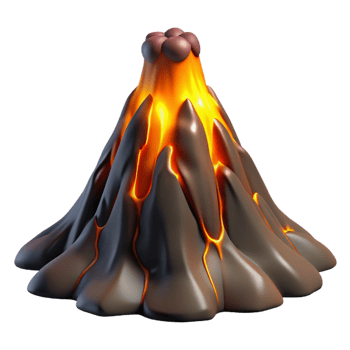 magnificent memorable A volcanic eruption with molten lava flowing down the mountainside. Dramatic lighting, powerful imagery png
