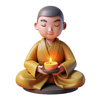 vibrant tropical Portrait of a serene monk meditating in a lotus position, soft candlelight, traditional Chinese painting style detailed png