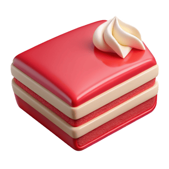 distinguisheelegant Revelvet cake slice, cream cheese frosting, studio lighting, top-down view, detaileillustration, isolateon transparent background,high-resolution product photography original png