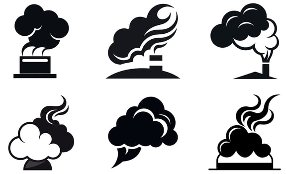 Factory Pollution Silhouettes vector