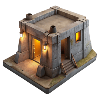 enchanting impressionist An underground bunker, concrete walls, dim artificial light, post apocalyptic style, refined png