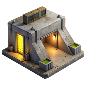 celebrated baroque An underground bunker, concrete walls, dim artificial light, post apocalyptic style, high quality png