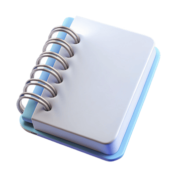 breathtaking whimsical baroque A spiral-bounnotebook with a blank white cover, slightly open, soft lighting, isolateon transparent background,high-resolution product photography top-tier png