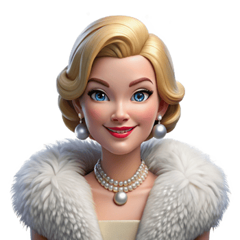timeless coastal Portrait of a glamorous movie star with sparkling diamond jewelry, a fur stole, and a seductive smile, lit by camera flashes, in a Hollywood style professional png