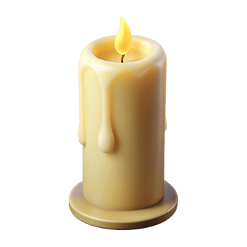 striking inspireTall, ivory pillar candle with a meltetop, soft lighting, matte finish, slightly textured, realistic, isolateon transparent background,high-resolution product photography png