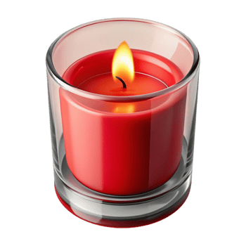 pristine exemplary Short, revotive candle in a clear glass holder, flickering flame, warm lighting, front view, isolateon transparent background,high-resolution product photography png