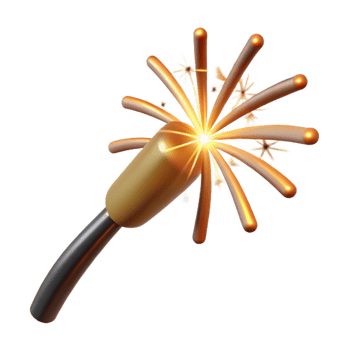 exquisite sought-after Trail of sparks from a firework, dramatic lighting, side view, isolateon transparent background,high-resolution product photography png