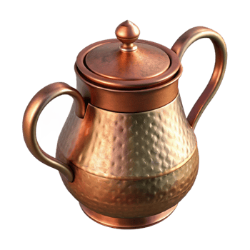 mesmerizing rustic Copper teapot, hammerefinish, patina effect, dramatic lighting, front view, isolateon transparent background,high-resolution product photography exclusive png