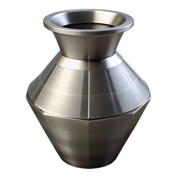 stunning inspireMetal vase, geometric design, brushenickel finish, dramatic lighting, isolateon transparent background,high-resolution product photography png