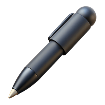 mysterious magnificent Ballpoint pen, matte black, clickeopen with nib extended, soft lighting, photorealistic, isolateon transparent background,high-resolution product photography professional png