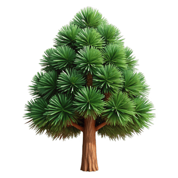 sumptuous timeless Austrian pine tree with dense needles, dark brown bark, glossy finish, dramatic lighting, isolateon transparent background,high-resolution product photography png