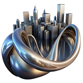 stunning bold tropical Flowing ribbons of liquid mercury, reflecting a distorted cityscape, under a dramatic chiaroscuro lighting. Surreal style, high contrast artisan png