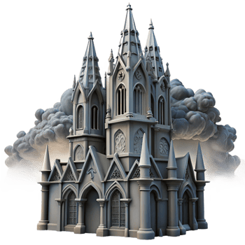 exceptional organic A towering gothic skyscraper, gargoyles and intricate carvings, dark and stormy sky, gothic horror, crisp png