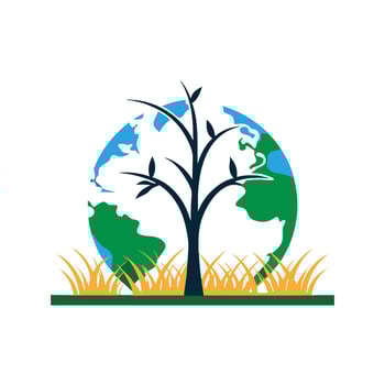 Growing Tree On Earth Globe Symbolizing Ecology And Environmental Conservation Efforts vector