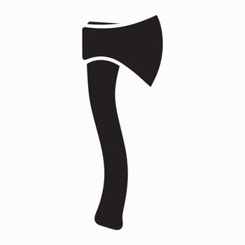 Silhouette of axe tool with curved handle in black vector