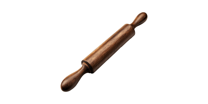 Wooden Rolling Pin For Baking And Cooking. Essential Kitchen Tool For Dough Preparation Isolated On Transparent Background png