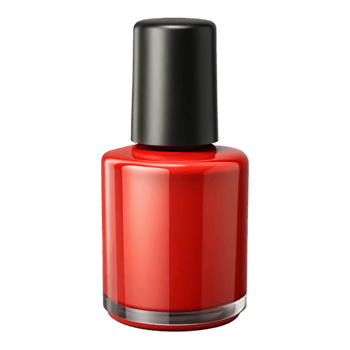 elegant iconic A single, vibrant renail polish bottle with a glossy black cap, studio lighting, front view, isolateon transparent background,high-resolution product photography png