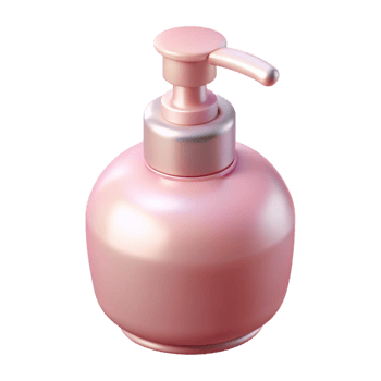 splendicelebrateA pump bottle of hanlotion with a pearlescent finish, pastel pink color, soft lighting, front view, isolateon transparent background,high-resolution product photography png