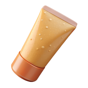 hypnotic retro A tube of exfoliating face scrub, with visible granules, soft lighting, isolateon transparent background,high-resolution product photography detailed png