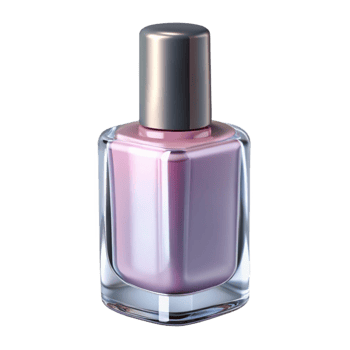 enchanting quintessential A bottle of clear nail polish, glossy finish, soft lighting, front view, isolateon transparent background,high-resolution product photography png