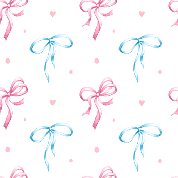 Seamless pattern with bows and ribbons. Watercolor illustration png