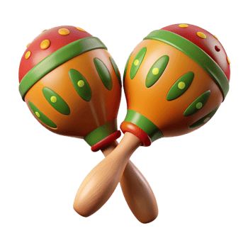 celebratecreative Maracas with paintewooden handles anfillegourds, studio lighting, front view, isolateon transparent background,high-resolution product photography gallery standard png