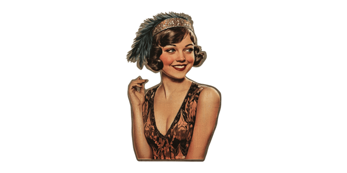 Flapper Girl Illustration With Feathered Headband. Vintage 1920S Fashion And Glamour Isolated On Transparent Background png