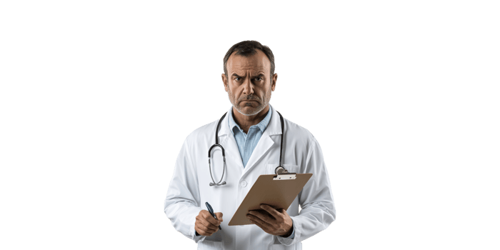 Male Doctor With Stethoscope And Clipboard. Medical Professional In Clinical Setting Isolated On Transparent Background png