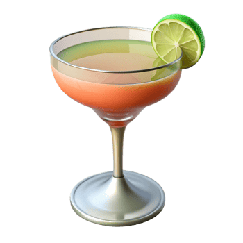 immaculate standout Daiquiri cocktail in a coupe glass, rum, lime juice, simple syrup, minimalist style, side view, isolateon transparent background,high-resolution product photography png