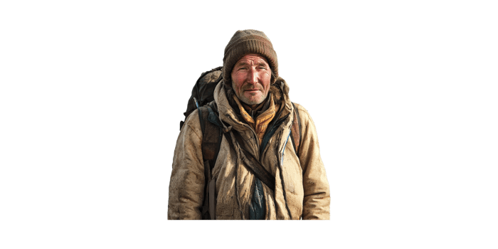 Rugged Traveler In Winter Gear. Outdoor Adventure And Survival Isolated On Transparent Background png