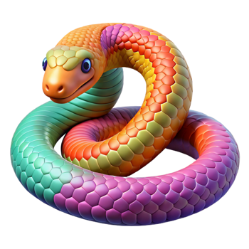 breathtaking coveted A slithering snake with vibrant scales, rainforest setting, detailed illustration png