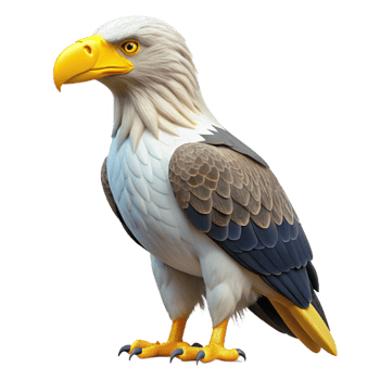 radiant abstract Steller's sea eagle, large yellow beak, white shoulders, texturefeathers, dramatic lighting, side view, isolateon transparent background,high-resolution product photography ultra HD png