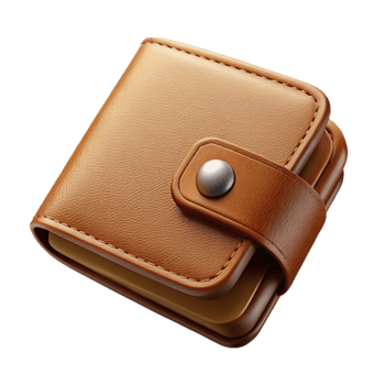 enchanting romantic gothic Leather women's wallet, brown, hand-stitched, slightly worn, soft lighting, isolateon transparent background,high-resolution product photography ultra HD png