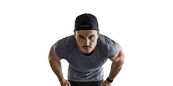 Athletic Man In Sportswear Focused Fitness Training. Strength And Determination In Workout Isolated On Transparent Background png