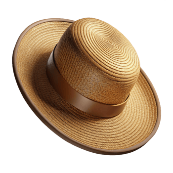 dramatic intense modern Woven straw hat with a wide brim, texturesurface, studio lighting, top-down view, isolateon transparent background,high-resolution product photography high resolution png