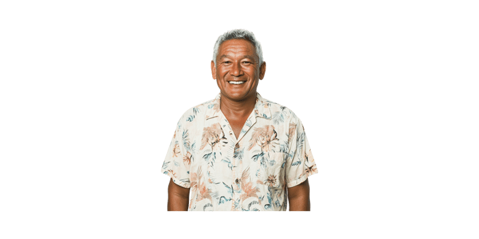 Smiling Man In Tropical Shirt. Casual Summer Fashion And Relaxed Lifestyle Isolated On Transparent Background png
