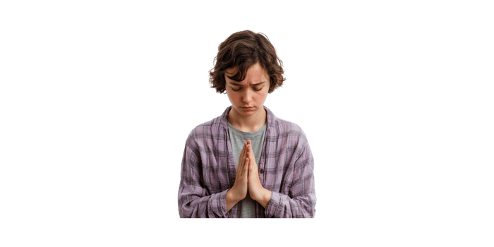 Young Person In Prayer Pose. Contemplation And Spiritual Reflection Isolated On Transparent Background png