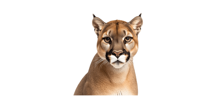 Close-Up Portrait Of A Cougar. Majestic Wild Cat In Detailed Focus Isolated On Transparent Background png