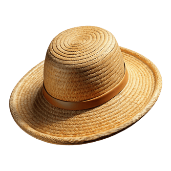 spectacular bolmodern Wide-brimmesun hat made of woven raffia, natural texture, studio lighting, front view, isolateon transparent background,high-resolution product photography 4K png