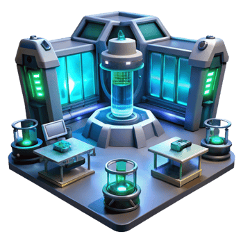 joyful glorious A futuristic laboratory, filled with advanced technology and glowing screens, illuminated by a cool, sterile light, rendered in a sci fi, cinematic style perfect clarity png