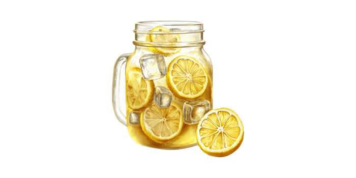 Refreshing Lemonade In Mason Jar With Ice Cubes. Summer Beverage And Hydration Concept Isolated On Transparent Background png