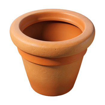 radiant distinctive Terracotta flower pot, simple design, rough texture, soft lighting, top-down view, isolateon transparent background,high-resolution product photography png