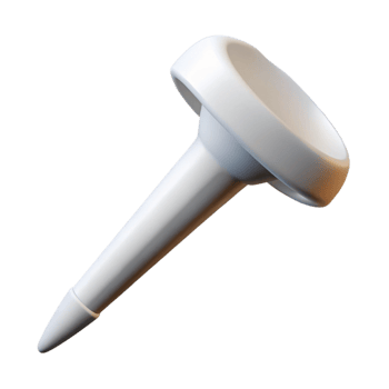 joyful hypnotic Golf tee, white wooden, pointetip, studio lighting, side view, studio photography, isolateon transparent background,high-resolution product photography artisan png