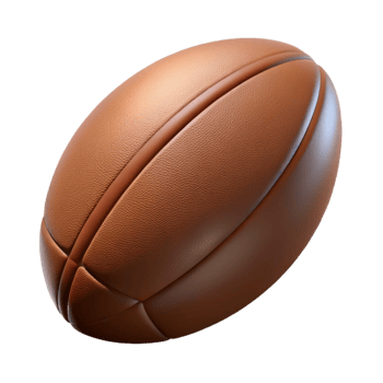 captivating intense minimalist Rugby ball, brown leather, oval shape, studio lighting, studio photography, isolateon transparent background,high-resolution product photography fine detail png