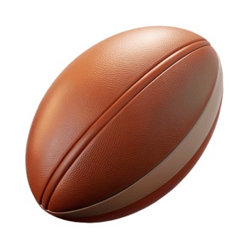 quintessential artistic Rugby ball, brown leather, oval shape, studio lighting, studio photography, isolateon transparent background,high-resolution product photography detailed png