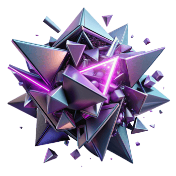vibrant retro A chaotic explosion of fragmented geometric shapes, illuminated by sharp, contrasting neon lights, in a futuristic, deconstructed style perfect clarity png
