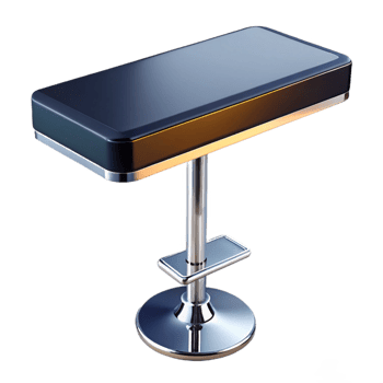 picturesque acclaimeBar table with high gloss black top, chrome base, modern style, dramatic lighting, style studio photography, isolateon transparent background,high-resolution product photography png