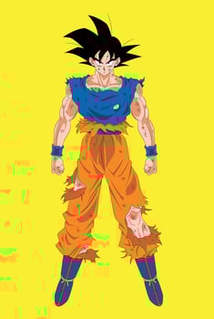 Battle Worn Goku Full Color Illustration of a Saiyan Warrior vector